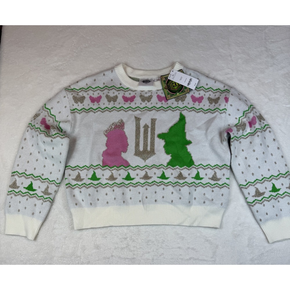 Wicked Girls Size 14 Carters Cream Fair Isle Glinda Elphaba Pullover Sweater NWT